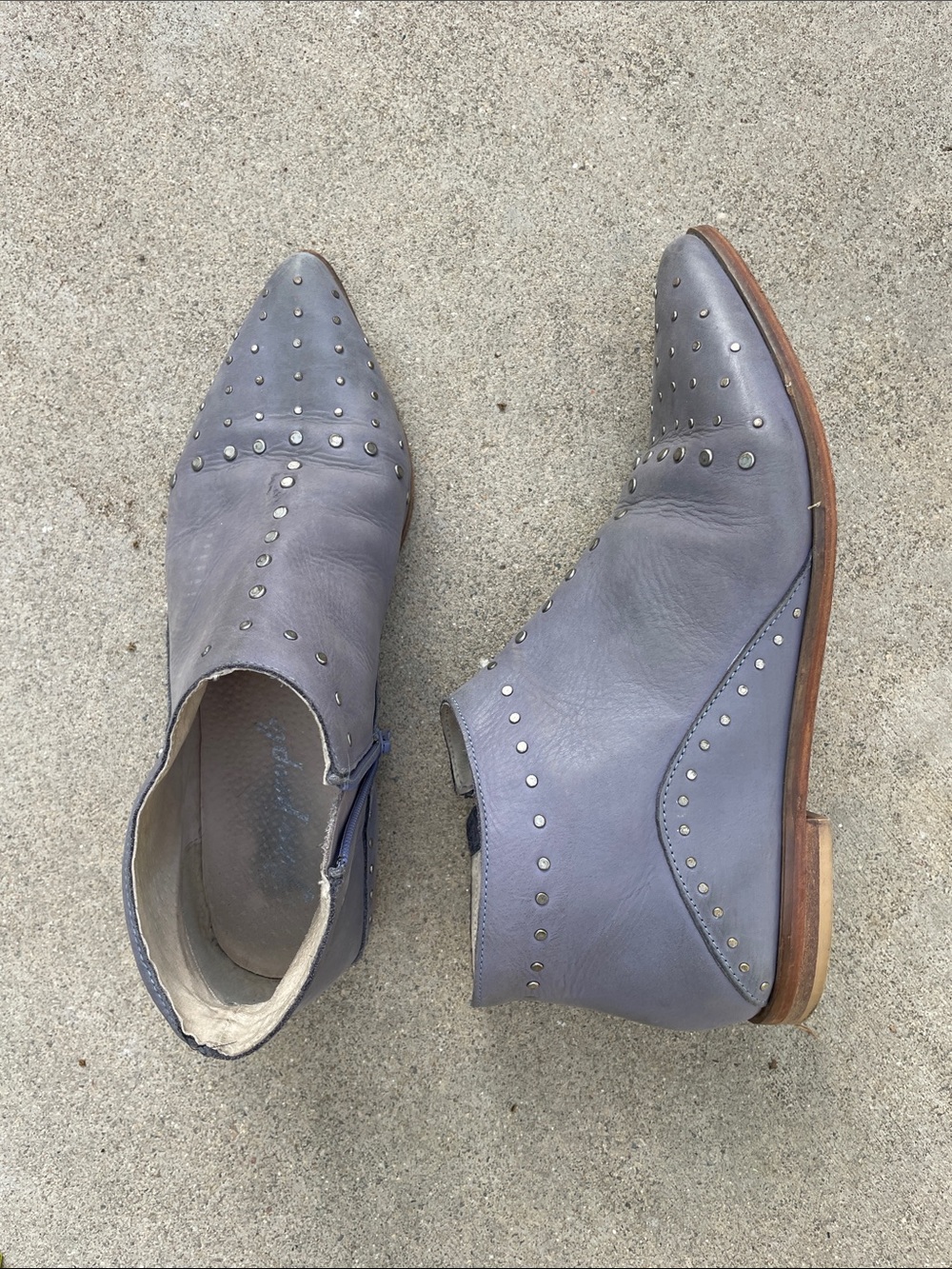 Free People Lavender Gray Studded Leather Ankle Booties